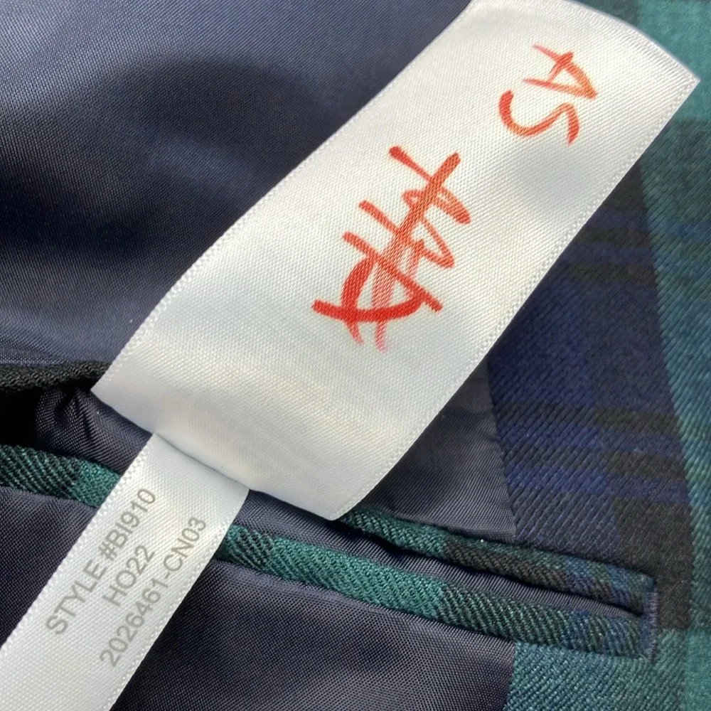J Crew Thompson University Blazer Blue Green Plaid Men's 34 NWT